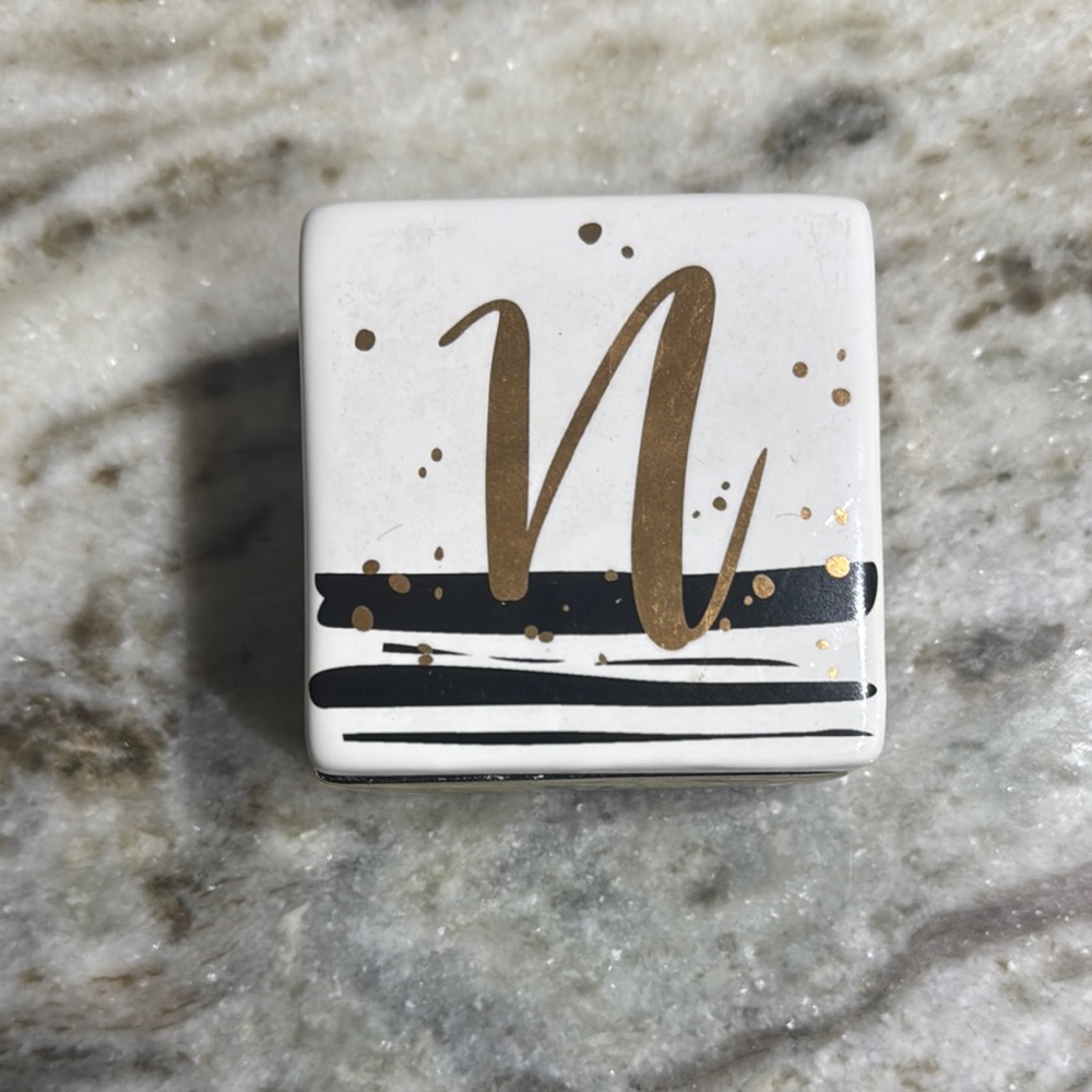 Gold and Black Monogrammed “N” Trinket Box